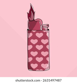Vector illustration of a lighter with hearts