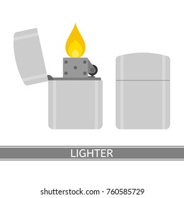 Vector illustration of lighter isolated on white background. Equipment for camping, hiking, survival in flat style.