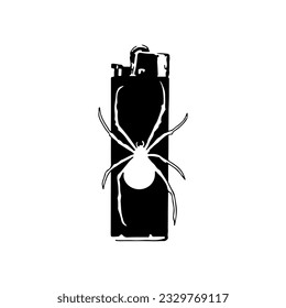 vector illustration of a lighter with a spider concept