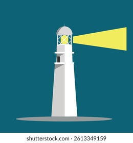 Vector illustration of a lighthouse by the sea, perfect for maritime, coastal, or navigation-themed designs. Colorful flat style ideal for posters, websites, or infographics.