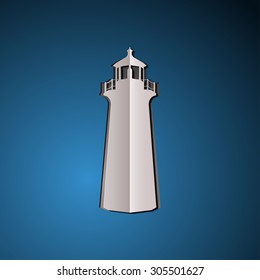 vector illustration of lighthouse. Lighthouse design. Lighthouse and birds. Lighthouse logo. Cut paper.