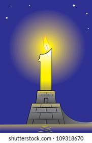 vector illustration of a lighthouse with a huge candle/lighthouse