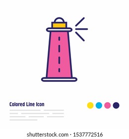 Vector illustration of lighthouse icon colored line. Beautiful transportation element also can be used as coast icon element.