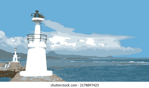 Vector illustration of lighthouse in Kenting, Taiwan