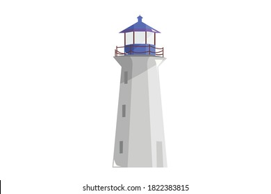 Ilustración vectorial del faro en la playa