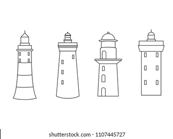 Vector illustration of lighthouse set.