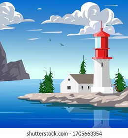 Vektorgrafik von Leuchtturm und Land