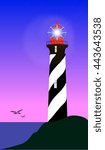 Vector illustration lighthouse at sunrise