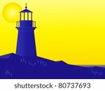 Vector illustration of lighthouse at sunrise