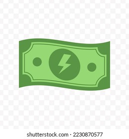 Ilustración vectorial del billete Lightning de color verde sobre fondo transparente (PNG).