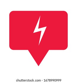 Vector illustration of lightning bolt icon. Power symbol. Thunder balt banner.  Isolated in white background.