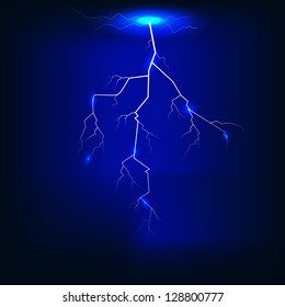 Vector illustration of  Lightning of dark blue background