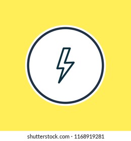 Vector illustration of lightning icon line. Beautiful camping element also can be used as thunder icon element.