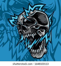 Vector Illustration Of Lightning Skull