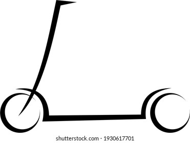 Vector illustration of a lightweight scooter using black lines with dynamic strokes for active people