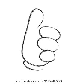 Vector Illustration Like Hand In Glove in Vintage Style. Hand Drawn Thumbs Up Icon.