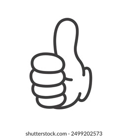 Vector illustration of a "like" hand sign. Thumbs up.The width of the outline of the vector data can be changed.