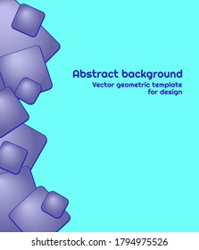 Vector illustration with lilac three-dimensional squares. Modern background of colored rhombuses in the form of volumetric convex shapes. Abstract geometric bright colorful pattern. Design of