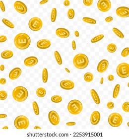 Vector illustration of Lilangeni Swaziland currency. Flying gold coins on transparent background (PNG).