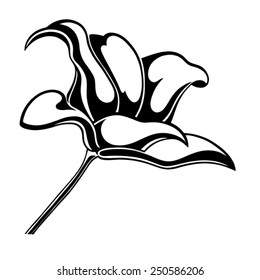 Vector illustration of  lily in black and white. isolated on a white background