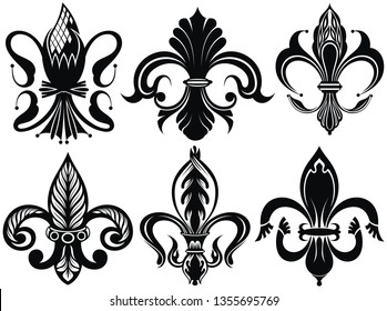 Vector illustration lily flower heraldic emblem. Royal fleur-de-lis 