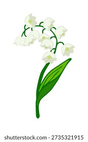 Vector illustration of a lily of the valley flower. Spring floral festive decor element.