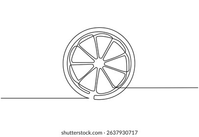 Vector illustration of Lime fruit with slice showing juicy flesh and leaf black and white drawing For children, Black and white picture of orange fruit for children's cartoon coloring.