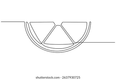 Vector illustration of Lime fruit with slice showing juicy flesh and leaf black and white drawing For children, Black and white picture of orange fruit for children's cartoon coloring.