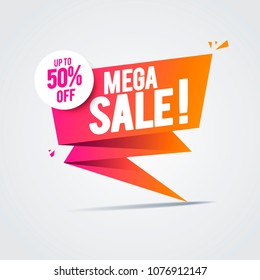 Vector illustration limited big offer mega sale banner, special offer, discounts, 50 off