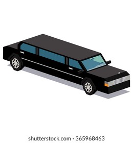 Vector Illustration Of Limousine Car Isolated On White Background