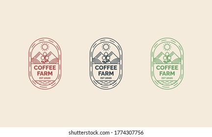 vector illustration line art coffe farm logo template.