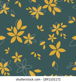 Vector illustration of line art drawing with abstract shape. Smooth lines, tropical flowers and leaves. Abstract versatile art pattern. For poster, postcard, invitation, flyer, cover, banner, etc.