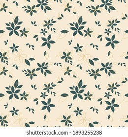 Vector illustration of line art drawing with abstract shape. Smooth lines, tropical flowers and leaves. Abstract versatile art pattern.For fabric, wrapping paper, notepad, notebook, cover,textile, etc