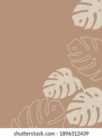 Vector illustration of line art drawing with abstract shape. Smooth lines, tropical flowers and leaves. Abstract versatile art pattern. For poster, postcard, invitation, flyer, cover, banner, etc.