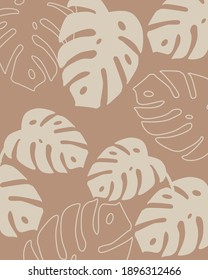 Vector illustration of line art drawing with abstract shape. Smooth lines, tropical flowers and leaves. Abstract versatile art pattern. For poster, postcard, invitation, flyer, cover, banner, etc.