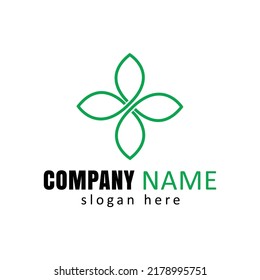 vector illustration line art of leaves logo, isolated on white background.