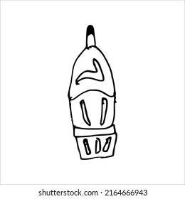vector illustration, line art of a midget ballpoint pen, freehand design style.