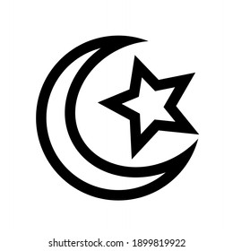 Vektorgrafik der Linienkunst des Mondes und der Sterne.  Illustrationen für islamische Religion, Rmadan, eid, Nacht.  minimalistisches Flachdesign