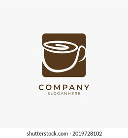 Vector Illustration Of Line Art Negative Space Coffee Logo Icon Perfect For Coffee Shop And Restaurant