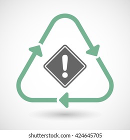 Vector illustration of a line art recycle sign icon with   a warning road sign
