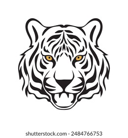 Vector illustration line art tiger face  Hand drawn detailed botanical .