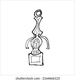 vector illustration, line art of a trophy, free hand design style.