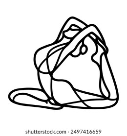 Vector illustration, Line art of yoga poses, simple line style, elegant and sophisticated silhouettes, black outlines on a white background
