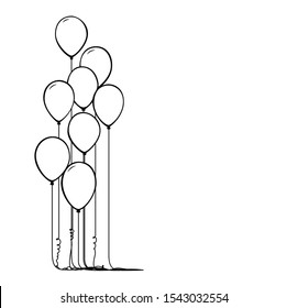 Vector illustration of line balloons isolated on white background.