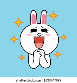 Vector Illustration of LINE character sticker Cony with happy for blessing