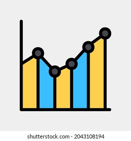 Vector illustration of line chart icon in filled line style for any projects, use for website mobile app presentation