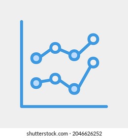 Vector illustration of line chart icon in blue style for any projects, use for website mobile app presentation