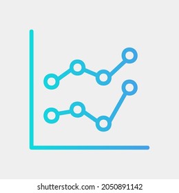 Vector illustration of line chart icon in blue style for any projects, use for website mobile app presentation