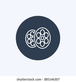 Vector illustration line cinema icon. Could be used as menu button, user interface element template, badge, sign, symbol, company logo