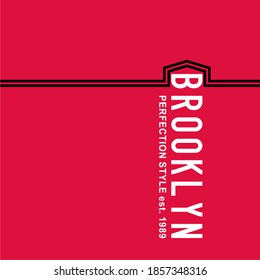 VECTOR ILLUSTRATION, WITH LINE DESIGN, BROOKLYN, WORD DESIGN, T SHIRT GRAPHICS, RED CLOTH.